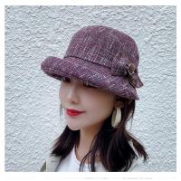 紫红(仿麻(春秋款)) 可调节57-58cm 春秋季女帽韩版时尚仿麻女帽盆帽时装帽子遮阳妈妈帽奶奶布帽礼帽