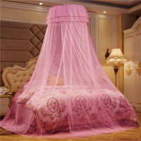 小圆顶-粉色 1.0*2米床. 蚊帐家用吊挂圆顶吊顶蚊帐公主风1.5米1.8米床加密落地纹帐子1.0m