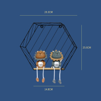 六边形铁艺置物架黑色 欧式客厅铁艺壁饰电视沙发背景墙面装饰品墙壁挂件墙上圆形置物架