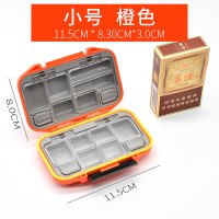 钓鱼配件收纳盒(小号-橙红) 多功能装钓鱼钩的小收纳盒单盒双层防水不散乱钓钩小盒子渔具配件