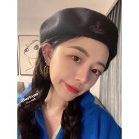 黑色 可调节[西太后贝雷帽] 日本vivi西太后贝雷帽刺绣土星女秋冬羊毛百搭英伦复古日系圆脸