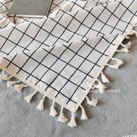 白色 格子 25*50(键盘罩) 电脑书桌键盘笔记本洗衣机盖巾布艺多用冰箱防尘罩花边盖布