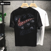 黑色 L Hi man轻奢高端潮牌联名印花G家大勾LOGO短袖t恤男士宽松休闲上衣