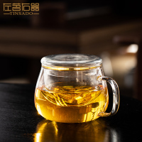 左茗右器茶水分离泡茶杯大容量办公室玻璃杯加厚水杯子带盖500ML