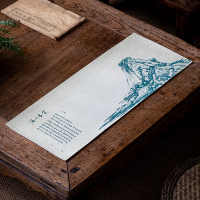 皮革防水茶席(富春山居) 茶席防水茶布禅意茶桌布布垫中国风茶道桌旗皮革茶台茶具零配件