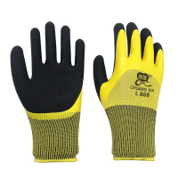 L868黄色12双 M 创信L868超细乳胶发泡劳保手套耐磨工作浸胶防滑防水男工地干活橡