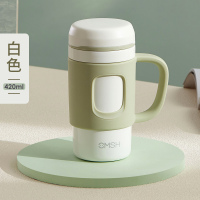 白色(手柄) 保温杯女士带手柄办公室茶水分离泡茶杯个人专用日式水杯子大容量