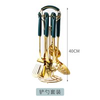 祖母绿厨具-铲勺套装 304不锈钢厨具锅铲套装7件套铲勺厨房全套炒菜铲子防烫陶瓷手柄