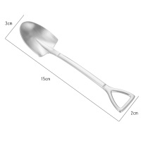 尖口1支 创意铁锹勺304不锈钢咖啡勺方铲勺甜品咖啡勺西瓜勺儿童雪糕勺子