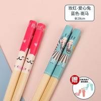 斑马+爱心兔送训练夹2个 儿童专用短筷子二段23456岁学习宝宝训练竹筷练习幼儿园家用木质