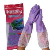 东亚808-4加袖紫色(3双价格) XS 东亚808-4加绒PVC绒布保暖接袖手套洗碗洗衣服保洁乳胶防水防油套