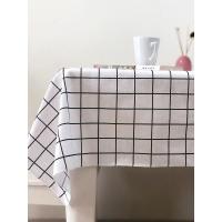 白大格棉麻 40*40cm(可做抱枕盖布)带锁边 棉麻桌布格子ins风书桌学生宿舍长方形布艺可爱日式复古中式布料