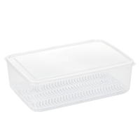 鱼肉收纳盒(大号6.2L 1个装) 日本厨房冰箱收纳盒装鱼肉冷冻沥水保鲜盒塑料长方形带盖冷藏盒子