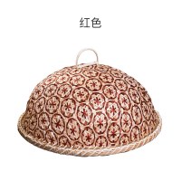 红色约32cm 创意防伞罩饭菜餐桌防蚊盖菜罩竹编罩子遮菜手工苍蝇食物晾晒罩