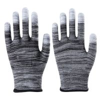 [涂指]黑色条纹12双 S 劳保手套 PU防静电 PU涂指涂掌 电子厂工作防护耐磨防滑薄款透气