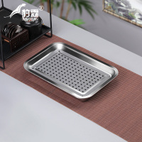 储水-方形小号(32*22) 不锈钢茶盘现代简约茶台家用客厅功夫茶具长方形小茶海储水茶托盘