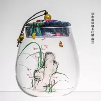 软木塞玻璃茶叶罐-幽兰 容山堂玉带 玻璃茶叶罐 耐热密封罐花茶透明存储罐小号软木塞