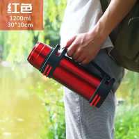 旭+红色+送毛刷+水碗 1200毫升(2斤水)+加厚内胆 户外大容量保温壶工地304不锈钢壶男女便携车载旅行水壶家用暖瓶