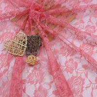 西瓜红 玫瑰花/米 无弹蕾丝网纱布料 短裙服装蕾丝面料 舞台婚庆婚礼背景装饰网纱幔