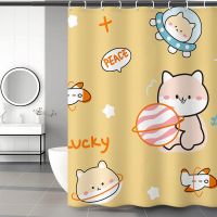 安迪小熊[加厚] 宽80*高180[送挂钩] 加厚浴帘防水防霉挂帘套装免打孔隔断帘隔水卫生间洗澡浴室窗帘