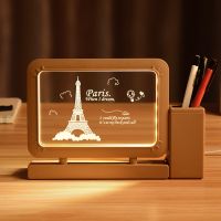 埃菲尔铁塔 普通包装(送贺卡) 3D笔筒小夜灯男女朋友生学生闺蜜姐妹儿童老师节励志生日刻字礼物