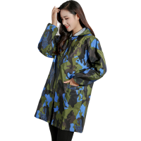 军绿迷彩单层 XL建议85-115斤 韩版时尚成人防水男女罩衣连帽涤纶单层工作服中长款长袖围裙护衣