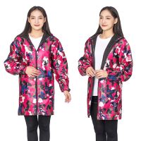 90-120斤(男女通用) 蓝色碎花[薄款不加绒] 罩衣成人女冬天加绒加厚外穿厨房防水中长款男士工作服长袖围裙女