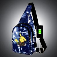 呆萌皮卡丘 雷电[充电+听歌] 优质USB胸包[关注送手环] 胸包男学生单肩包韩版ins潮牌嘻哈男士休闲百搭斜跨小背包斜