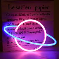 星球挂式不含挂钩 跨境led彩虹香蕉霓虹灯造型灯少女心卧室布置ins创意房间装饰挂灯