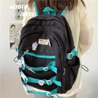 大容量双肩包黑(无挂件无徽章) 收藏店铺 送礼物 优先发货 复古校园ins书包女韩版原宿ulzzang高中学生大容量双肩