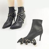 鞋扣带1双(不含靴子) 靴子配饰时装靴链高跟鞋短靴皮带扣黑色朋克铆钉靴链女可拆免安装