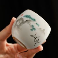 开片茶杯[罗汉-松鹤]送茶巾一条 铁胎官窑陶瓷茶杯子主人杯单个家用开片单杯功夫茶杯男士高级茶碗