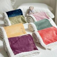 款-颜色备注纯色无印花 70*100 轻奢潮牌法莱绒毛毯秋冬羊羔绒毯子空调毯午休闲毯婴儿毯童毯