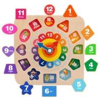串绳闹钟拼图 儿童拼图木制数字形状配对数字时钟生肖串珠早教益智玩具3-6岁