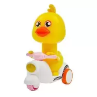 萌萌小鸭 无需电动按压小黄鸭回力惯性玩具益智儿童自动回力发条玩具滑行车