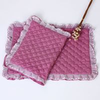 紫色[夹棉] 43*63cm枕套[一只装] 花边枕头套40X60一对装抗菌防螨成人学生拉链式桁绣加厚夹棉枕套