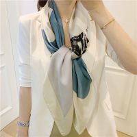 简约蓝 90*90CM 丝巾女百搭秋冬款洋气90cm大方巾韩版仿真丝围巾时尚纱巾职业领巾