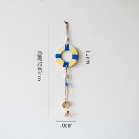 救生圈款带贝壳 地中海海洋主题挂饰幼儿园麻绳挂饰吊饰走廊装饰挂件客厅独特壁饰