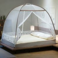 0.9米床(0.9*1.9m)单开门 经典简约款-咖(底价清仓) 免安装蚊帐蒙古包家用1.5米双人床1.8m学生宿舍1.