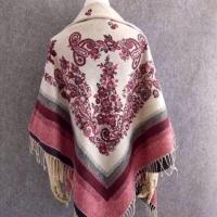 驼色 羊绒大方巾围巾民族风加厚保暖空调春秋冬正方形羊绒女士披肩两用