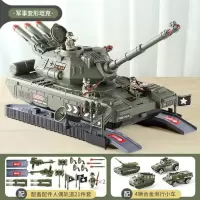 超大陆战坦克:4合金坦克+21配件 送:10只小恐龙套装[普通电池版] 儿童大号坦克玩具车男孩开炮发射对战电动坦克套装合
