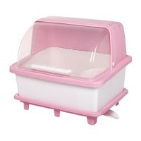 中号粉色[带排水口] 特大号装碗筷收纳盒碗柜沥水架放碗架带盖厨房置物架碗碟架盘子架