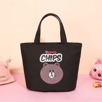 黑色小熊(小号) 韩版帆布女包手提袋上学学生饭盒袋时尚化妆包带娃包便当包妈咪袋