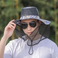 半网防蚊帽[迷彩蓝] 防蚊帽子男遮阳帽钓鱼帽子男士太阳帽防晒帽子夜钓养蜂网纱帽子男