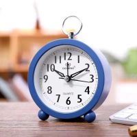 0S004 蓝色圆形+静音 闹钟儿童学生卡通静音时尚创意床头闹表专用卧室书桌懒人时钟座钟