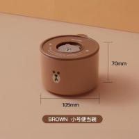 小号-BROWN五官款 LINE FRIENDS陶瓷保鲜碗三件套上班族便当饭盒带盖密封微波炉可用