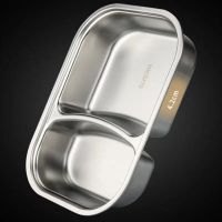 304不锈钢[北欧蓝] 单个内胆[无赠品无外壳] 304不锈钢饭盒上班族快餐便当盒学生分格大容量餐盒可微波炉加热