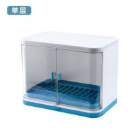 单层沥水碗架 厨房碗架碗筷收纳盒带盖放餐具装碗箱碟盘沥水置物架塑料碗柜家用