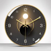 光影金框[198款] GY-8英寸(直径20厘米) 钟表挂钟现代艺术光影ins客厅装饰表家用静音免打孔挂墙石英钟表