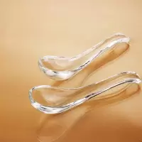 一个玻璃勺子 耐热玻璃汤勺调羹咖啡勺冰淇淋勺子饭勺水晶勺子家用透明勺餐厅店